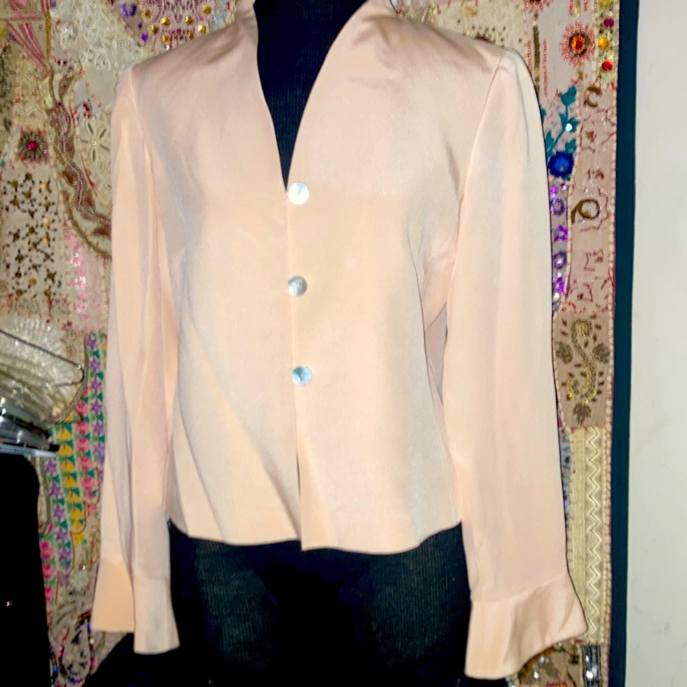 100% Silk 100% Acetate Lining 3 Button Loop Cloth… - image 1